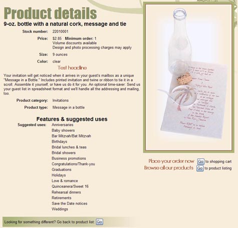 An example of a product page from an interactive online catalog.