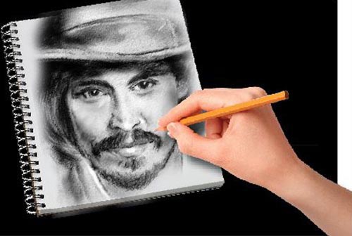 A portrait by Kate, based on a photograph of the actor Johnny Depp